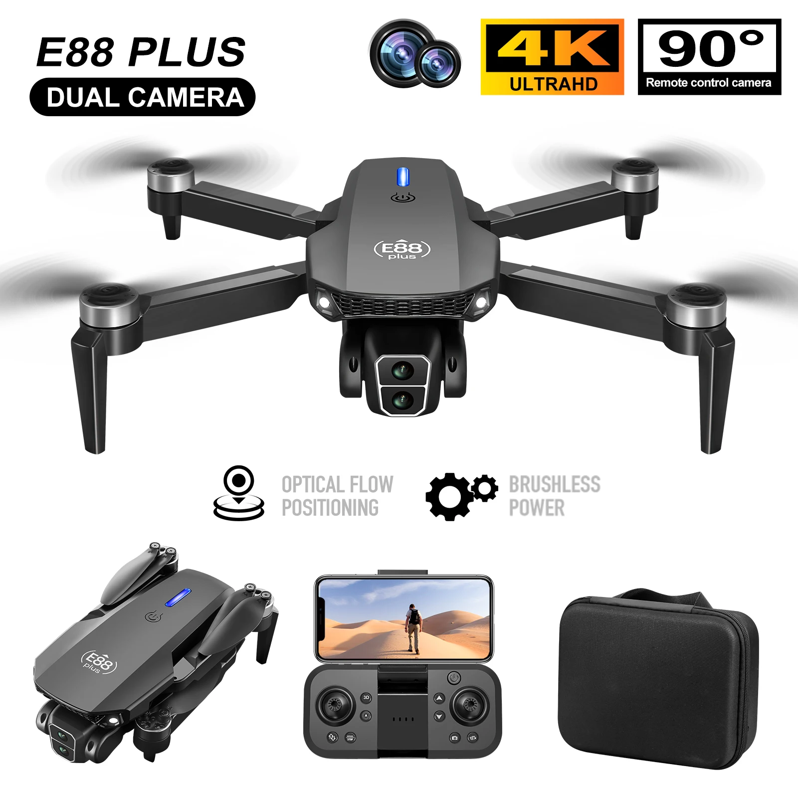 New E88 Plus Quadcopter Drone: - Drone Aerial Photography บทวิจารณ์และราคา